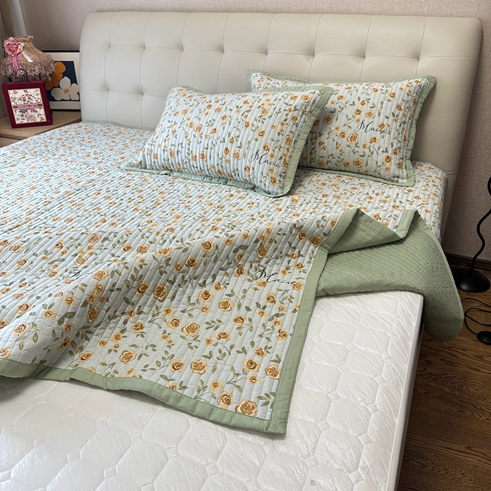 91家纺网 家纺一手货源 找家纺 美优兰 2023新款双面全棉水洗床盖 花屿