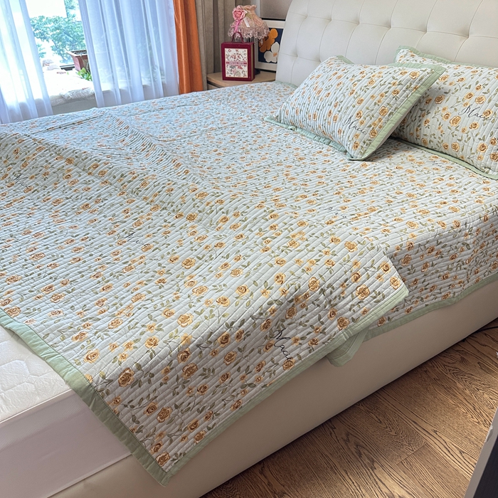 91家纺网 家纺一手货源 找家纺 美优兰 2023新款双面全棉水洗床盖 花屿