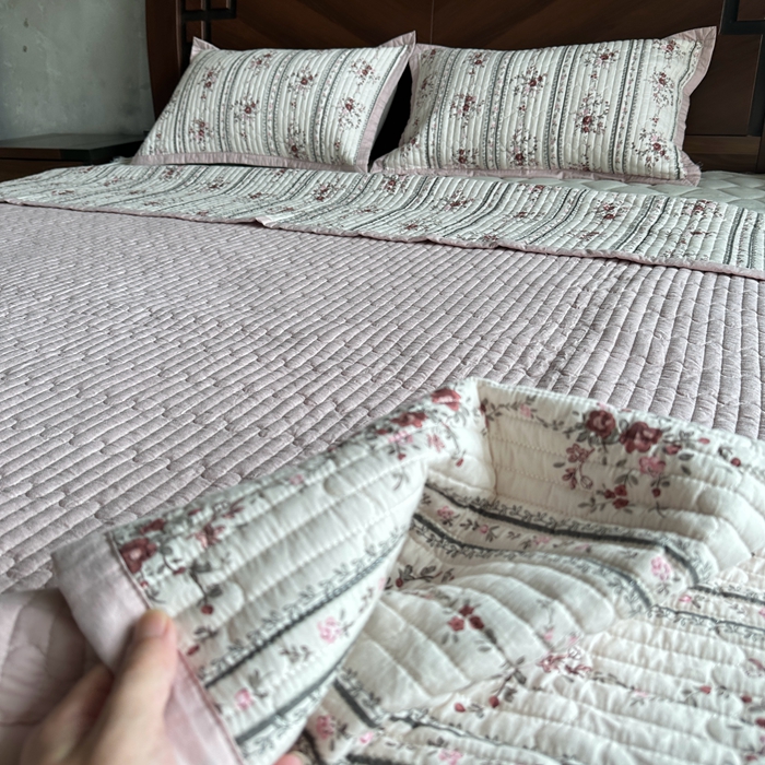 91家纺网 家纺一手货源 找家纺 美优兰 2023新款双面全棉水洗床盖 悦薇
