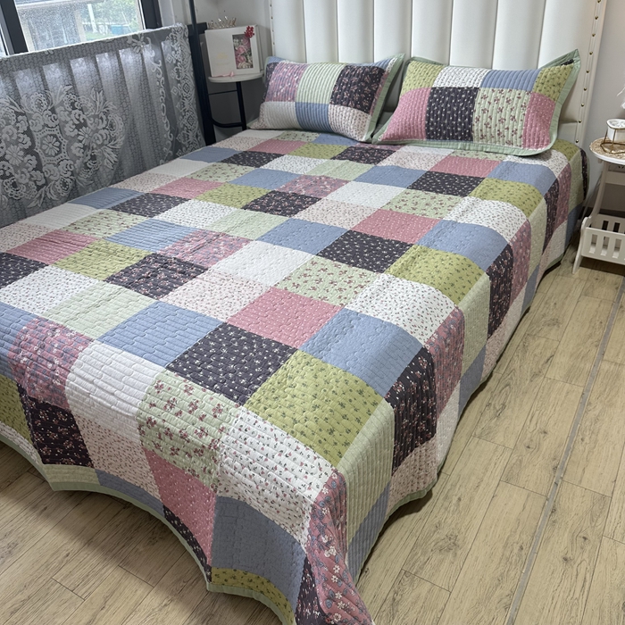 91家纺网 家纺一手货源 找家纺 美优兰 2023新款双面全棉水洗床盖 格桑花