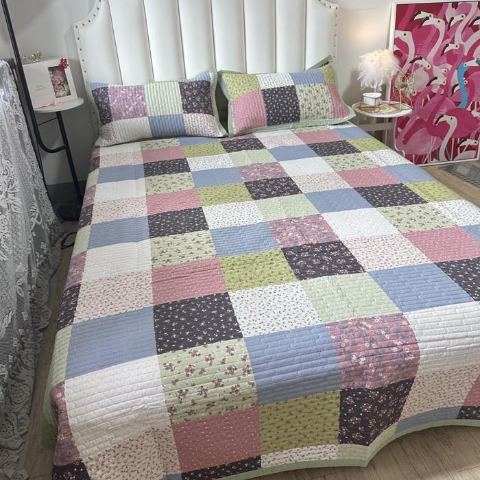 91家纺网 家纺一手货源 找家纺 美优兰 2023新款双面全棉水洗床盖 格桑花