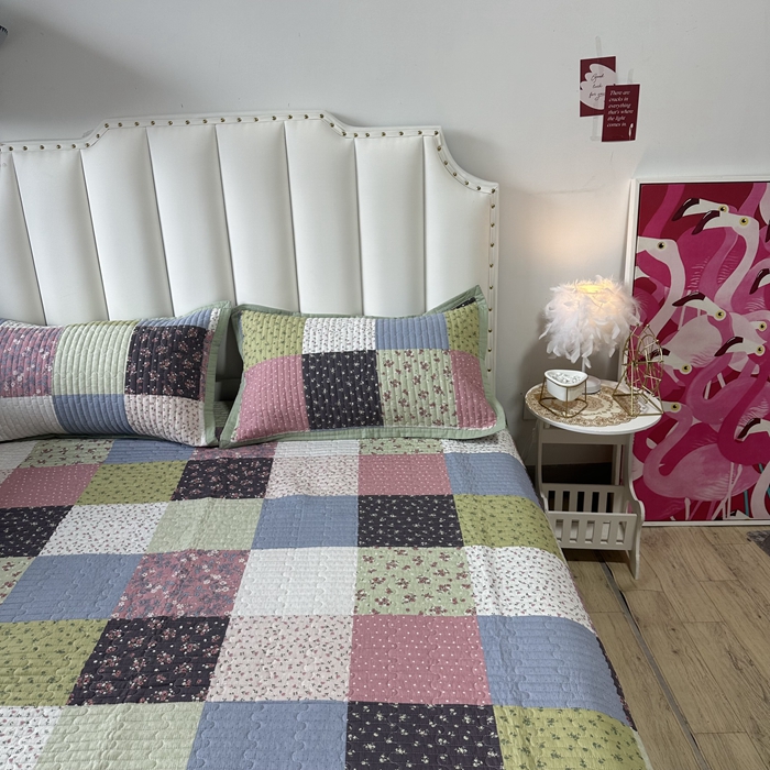 91家纺网 家纺一手货源 找家纺 美优兰 2023新款双面全棉水洗床盖 格桑花