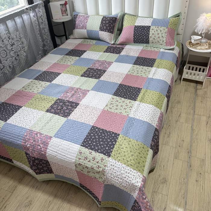 91家纺网 家纺一手货源 找家纺 美优兰 2023新款双面全棉水洗床盖 格桑花