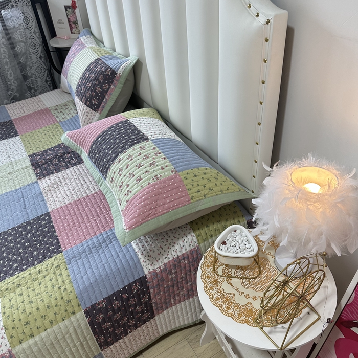 91家纺网 家纺一手货源 找家纺 美优兰 2023新款双面全棉水洗床盖 格桑花