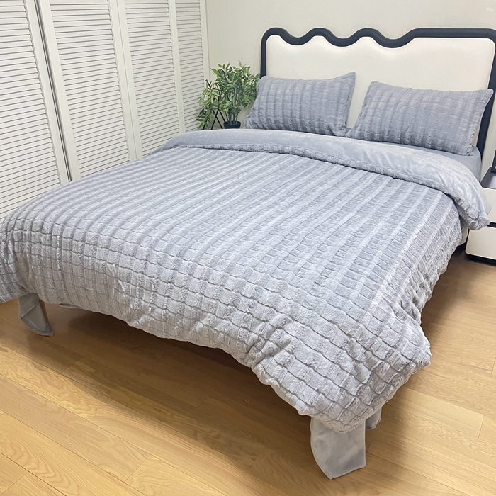 91家纺网 家纺一手货源 找家纺 逸尚阁 2024秋冬新款高克重兔兔绒牛奶绒四件套 情调灰