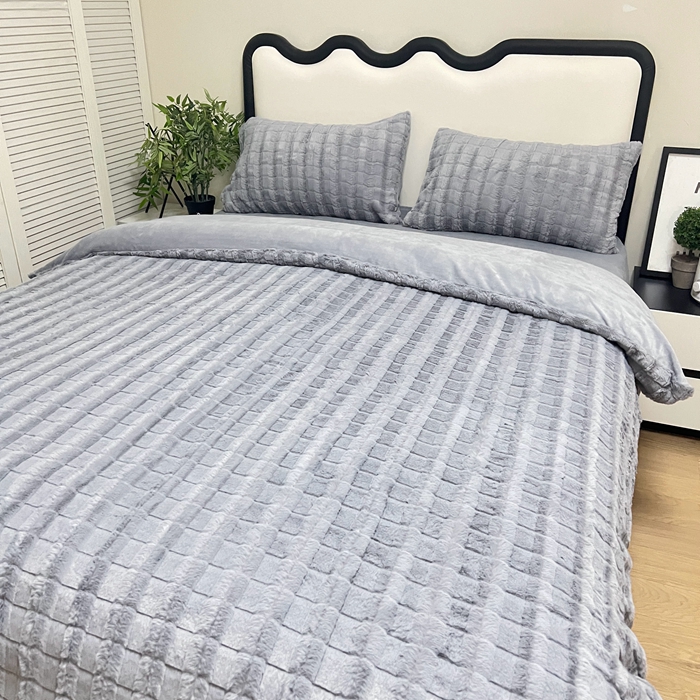 91家纺网 家纺一手货源 找家纺 逸尚阁 2024秋冬新款高克重兔兔绒牛奶绒四件套 情调灰