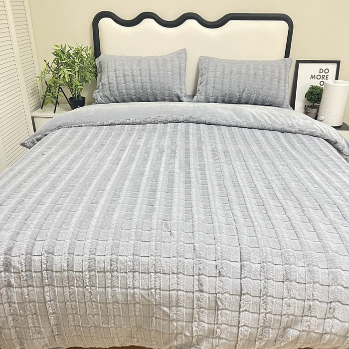 91家纺网 家纺一手货源 找家纺 逸尚阁 2024秋冬新款高克重兔兔绒牛奶绒四件套 情调灰