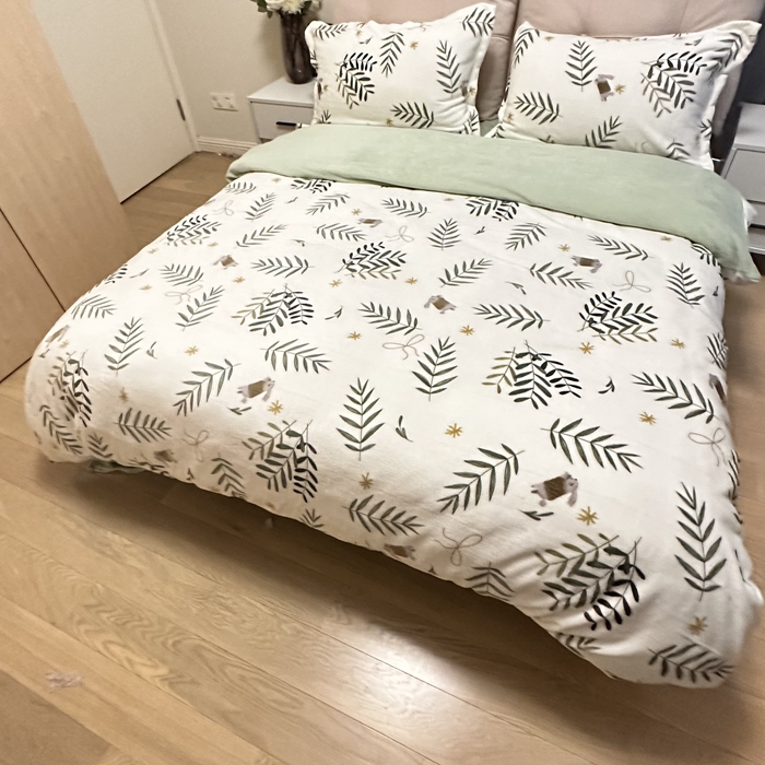 91家纺网 家纺一手货源 找家纺 川悦生活 2023新款加厚牛奶绒四件套 森系小植