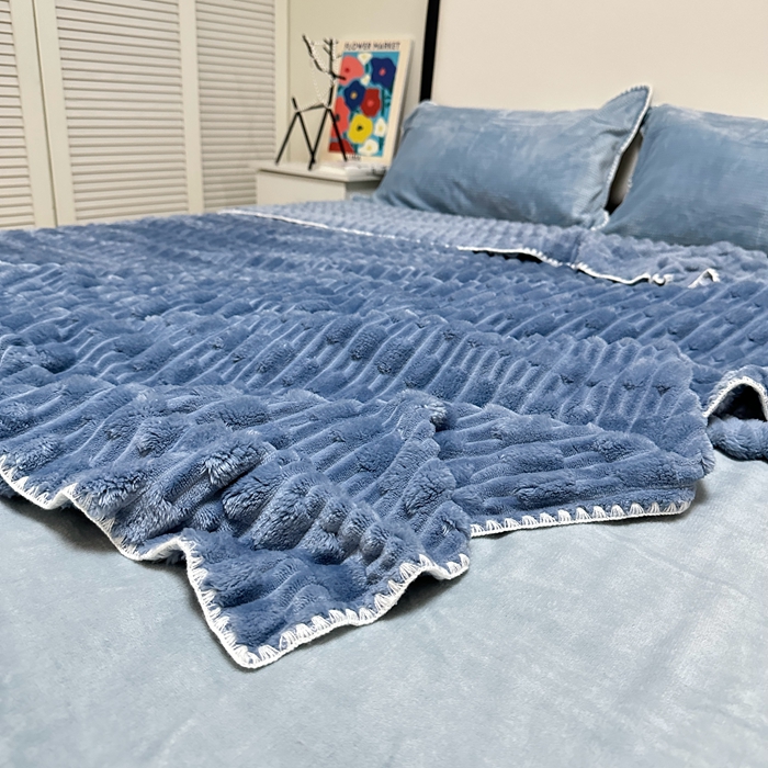 91家纺网 家纺一手货源 找家纺 法澳 2024新款A类仿兔毛绒300克牛奶绒多功能盖毯空调毯毛毯