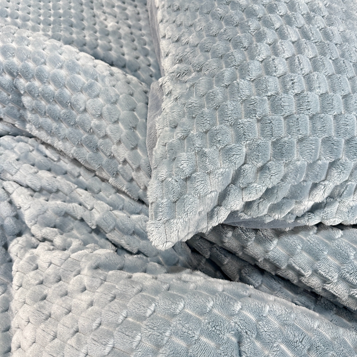 91家纺网 家纺一手货源 找家纺 欧邦 爆款A类金龟绒提花豆豆绒牛奶绒单被套四件套 海洋蓝