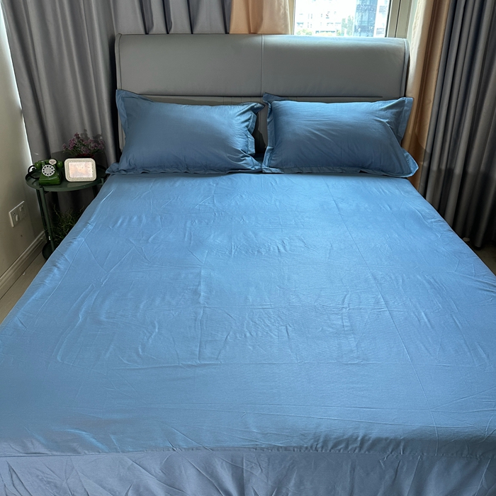 91家纺网 家纺一手货源 找家纺 名优 2024新款13376铂金新疆长绒棉单品床笠 宾利蓝