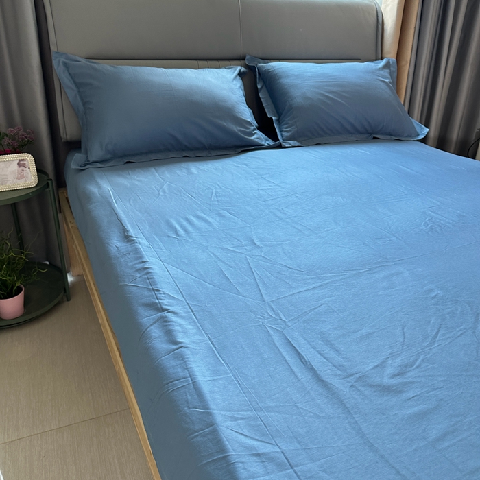 91家纺网 家纺一手货源 找家纺 名优 2024新款13376铂金新疆长绒棉单品床笠 宾利蓝