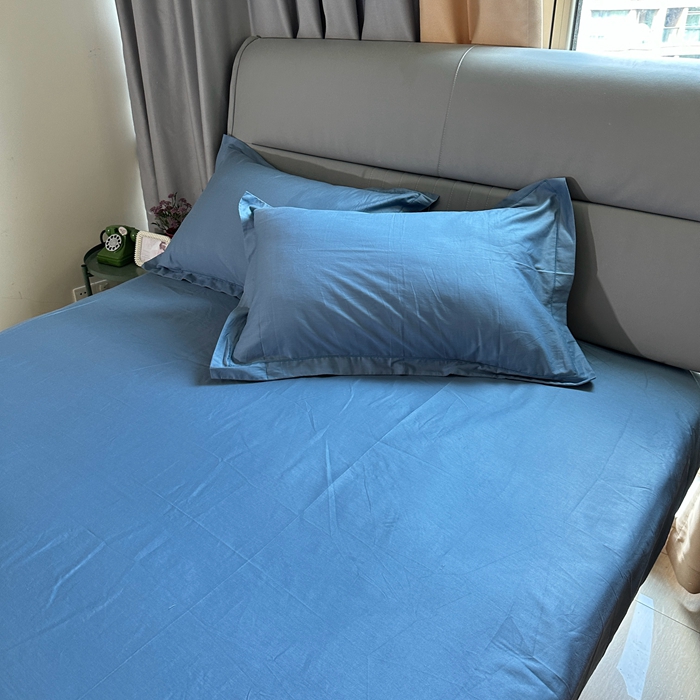 91家纺网 家纺一手货源 找家纺 名优 2024新款13376铂金新疆长绒棉单品床笠 宾利蓝