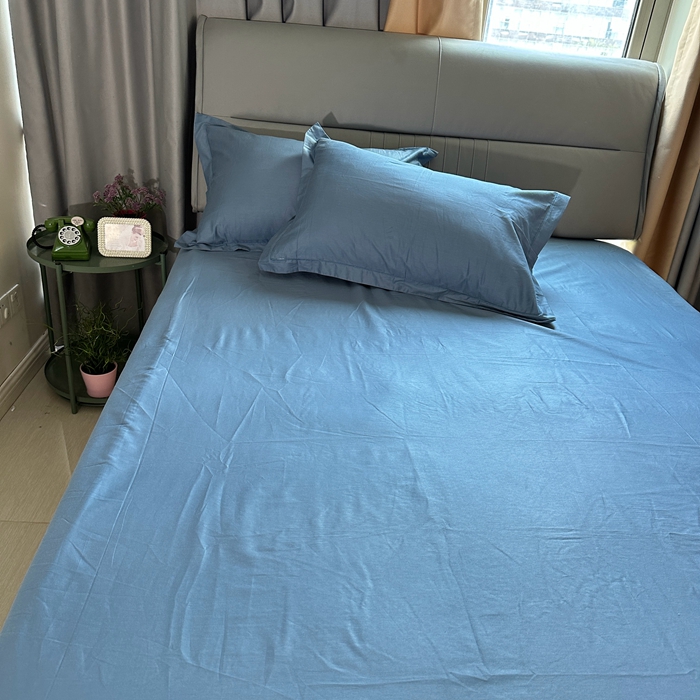 91家纺网 家纺一手货源 找家纺 名优 2024新款13376铂金新疆长绒棉单品床笠 宾利蓝