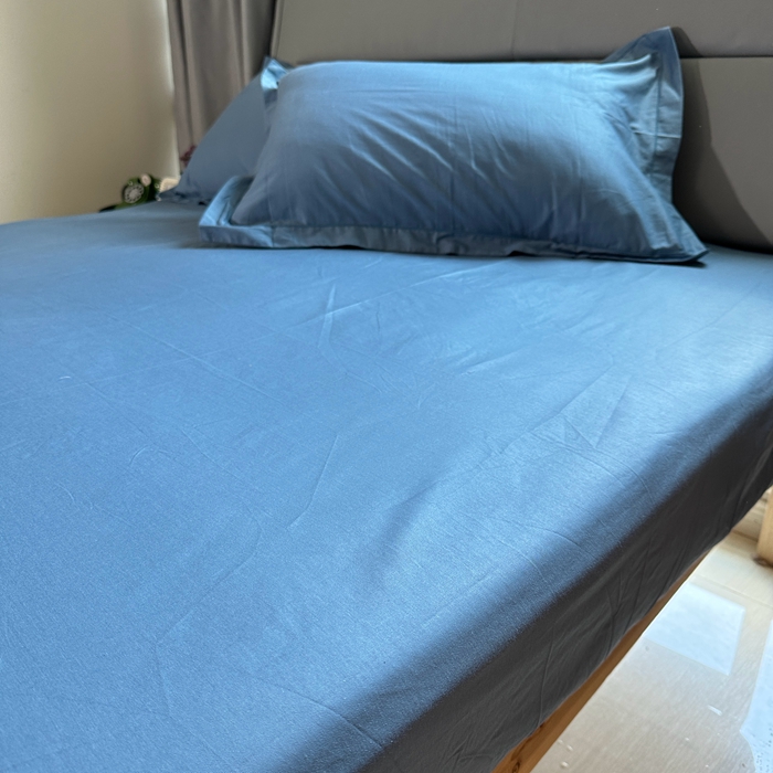 91家纺网 家纺一手货源 找家纺 名优 2024新款13376铂金新疆长绒棉单品床笠 宾利蓝