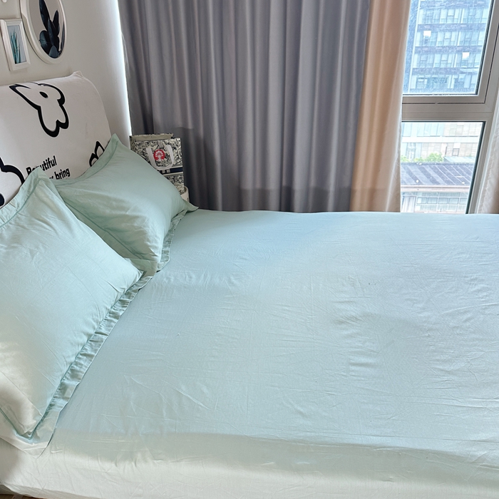 91家纺网 家纺一手货源 找家纺 名优 2024新款13376铂金新疆长绒棉单品床笠 丹青绿