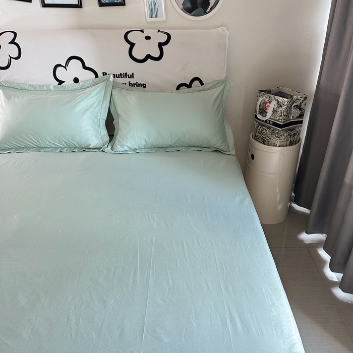 91家纺网 家纺一手货源 找家纺 名优 2024新款13376铂金新疆长绒棉单品床笠 丹青绿