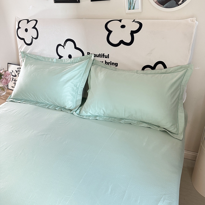 91家纺网 家纺一手货源 找家纺 名优 2024新款13376铂金新疆长绒棉单品床笠 丹青绿