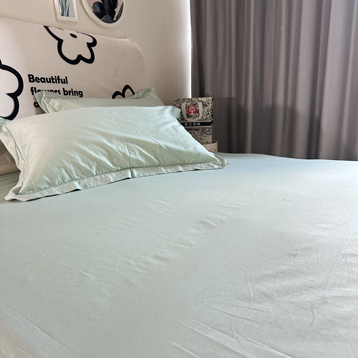 91家纺网 家纺一手货源 找家纺 名优 2024新款13376铂金新疆长绒棉单品床笠 丹青绿