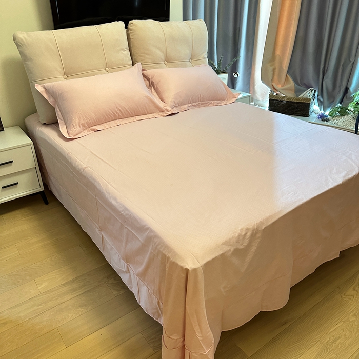 91家纺网 家纺一手货源 找家纺 名优 2024新款13376铂金新疆长绒棉单品床单 北欧粉