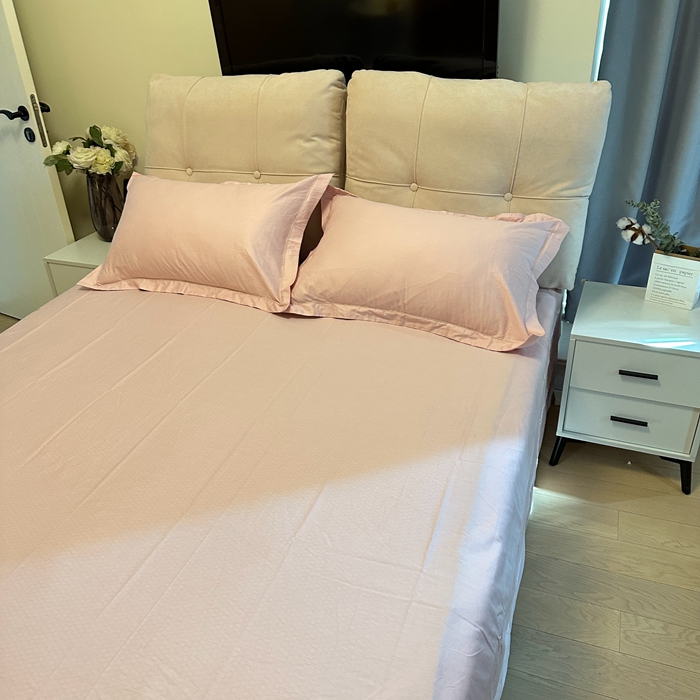 91家纺网 家纺一手货源 找家纺 名优 2024新款13376铂金新疆长绒棉单品床单 北欧粉