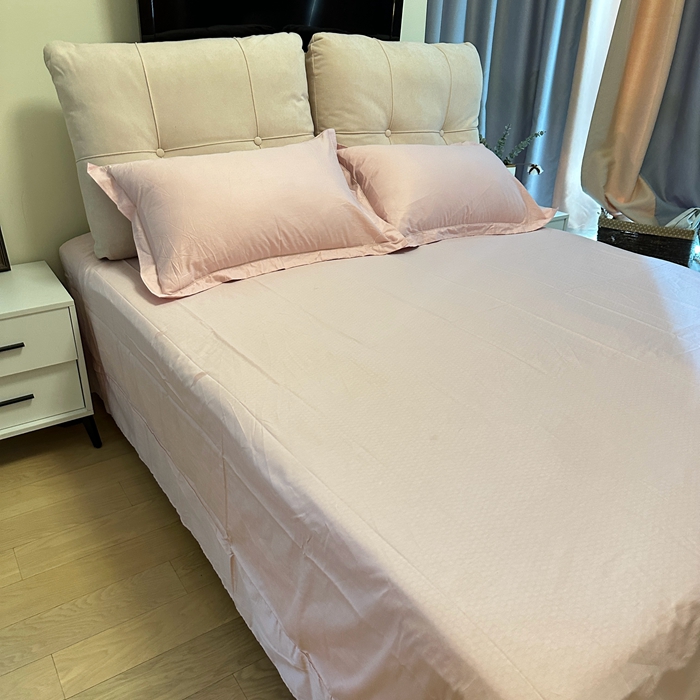 91家纺网 家纺一手货源 找家纺 名优 2024新款13376铂金新疆长绒棉单品床单 北欧粉