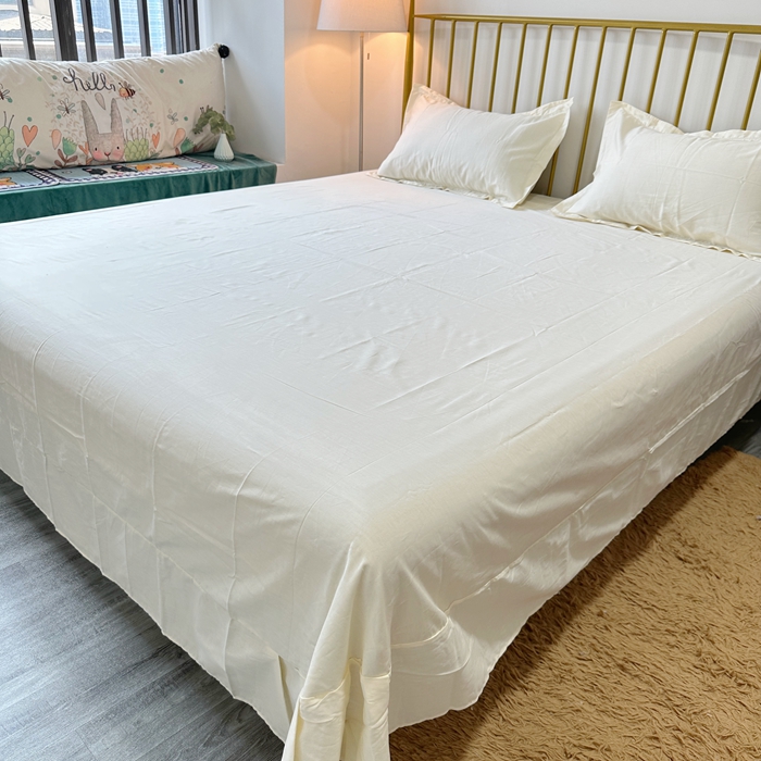 91家纺网 家纺一手货源 找家纺 名优 2024新款13376铂金新疆长绒棉单品床单 象牙白