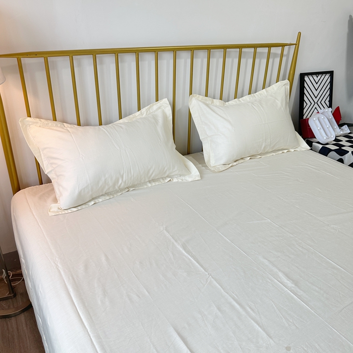 91家纺网 家纺一手货源 找家纺 名优 2024新款13376铂金新疆长绒棉单品床单 象牙白