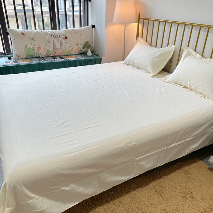 91家纺网 家纺一手货源 找家纺 名优 2024新款13376铂金新疆长绒棉单品床单 象牙白