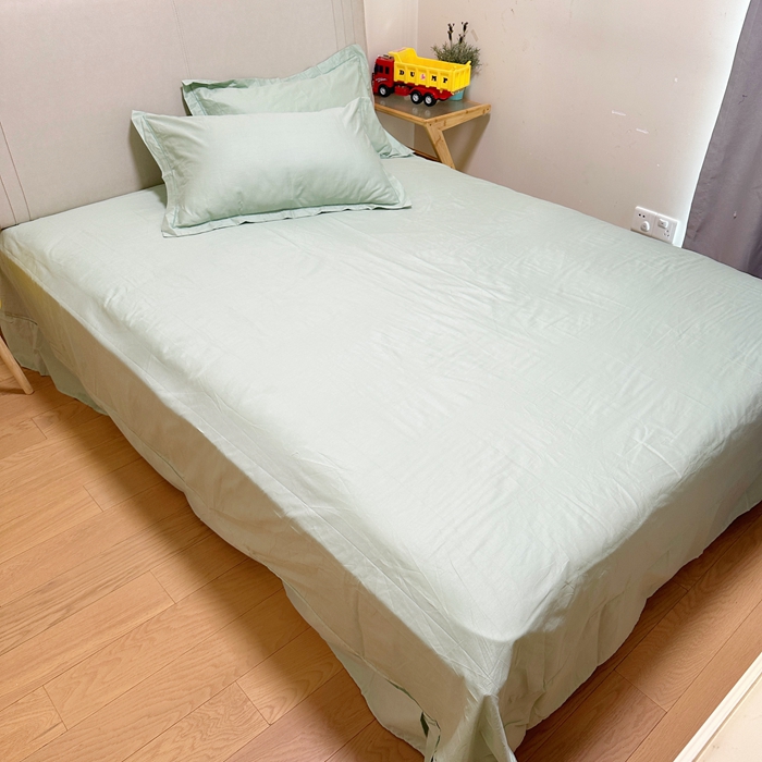 91家纺网 家纺一手货源 找家纺 名优 2024新款13376铂金新疆长绒棉单品床单 丹青绿