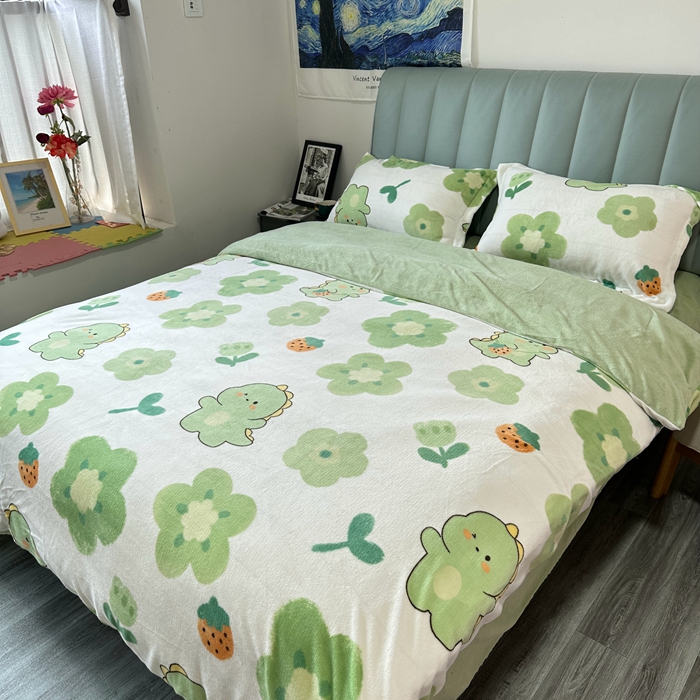 91家纺网 家纺一手货源 找家纺 逸尚阁 2024新款高克重牛奶绒印花四件套（包含买家秀） 快乐恐龙