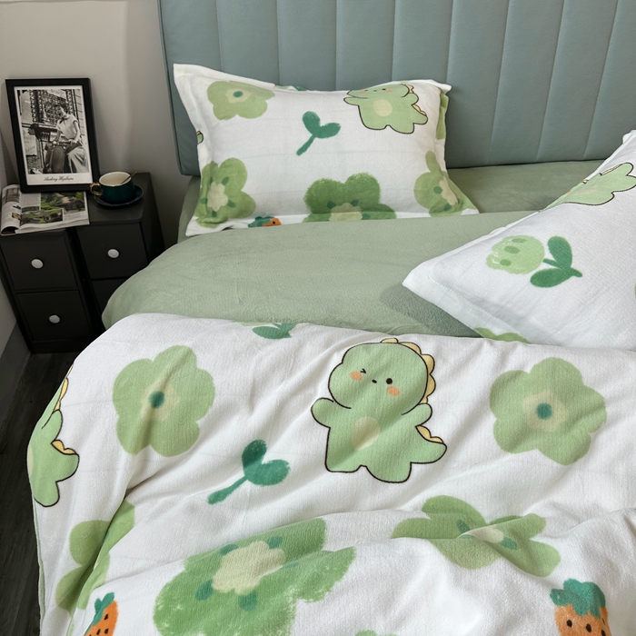 91家纺网 家纺一手货源 找家纺 逸尚阁 2024新款高克重牛奶绒印花四件套（包含买家秀） 快乐恐龙