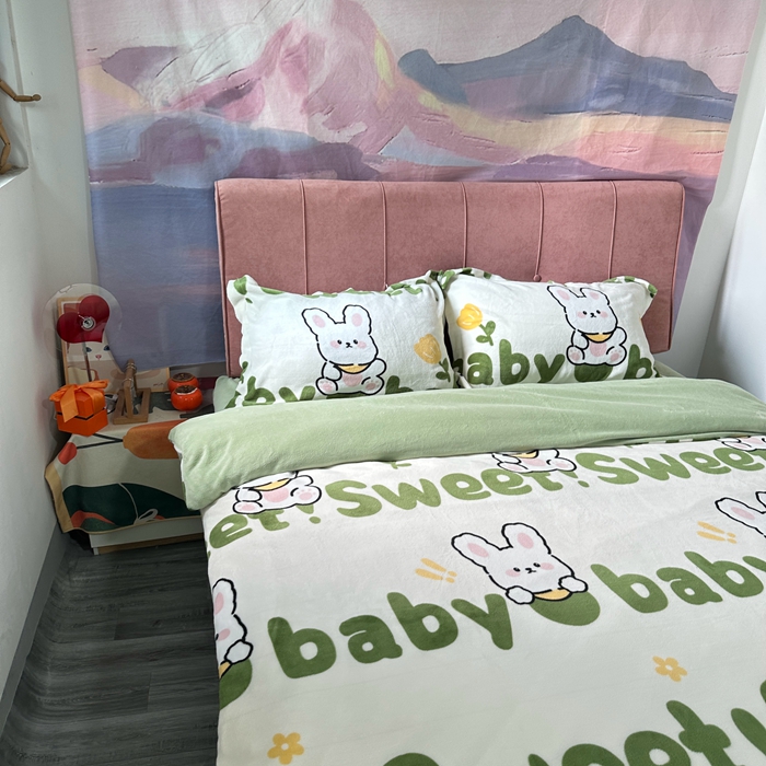 91家纺网 家纺一手货源 找家纺 逸尚阁 2024新款高克重牛奶绒印花四件套（包含买家秀） 淘气兔