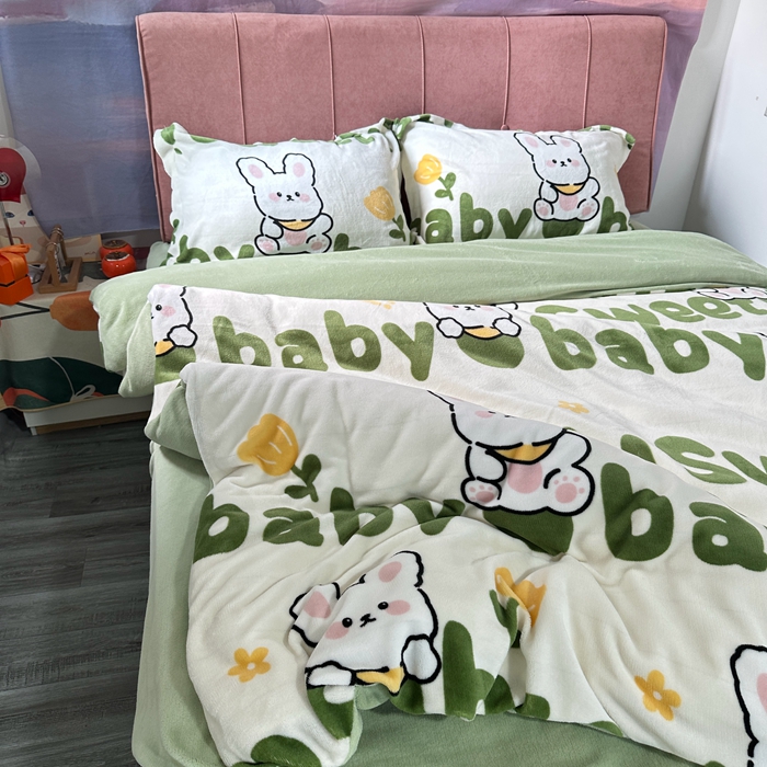 91家纺网 家纺一手货源 找家纺 逸尚阁 2024新款高克重牛奶绒印花四件套（包含买家秀） 淘气兔