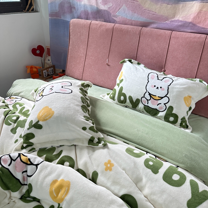 91家纺网 家纺一手货源 找家纺 逸尚阁 2024新款高克重牛奶绒印花四件套（包含买家秀） 淘气兔