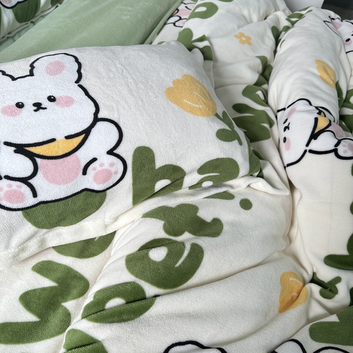 91家纺网 家纺一手货源 找家纺 逸尚阁 2024新款高克重牛奶绒印花四件套（包含买家秀） 淘气兔