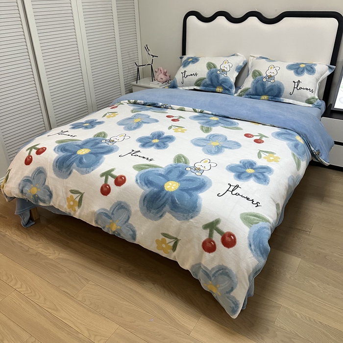 91家纺网 家纺一手货源 找家纺 逸尚阁 2024新款高克重牛奶绒印花四件套（包含买家秀） 春日记忆