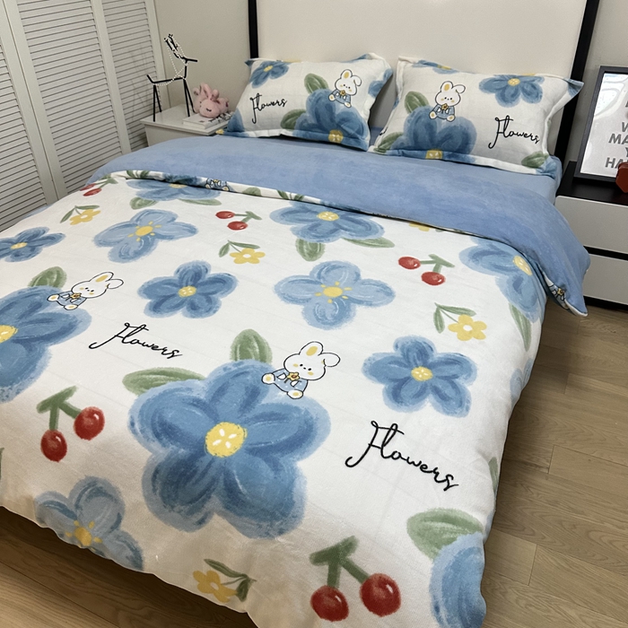 91家纺网 家纺一手货源 找家纺 逸尚阁 2024新款高克重牛奶绒印花四件套（包含买家秀） 春日记忆