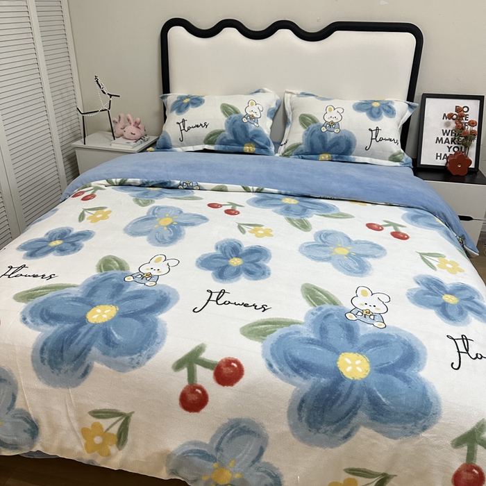 91家纺网 家纺一手货源 找家纺 逸尚阁 2024新款高克重牛奶绒印花四件套（包含买家秀） 春日记忆