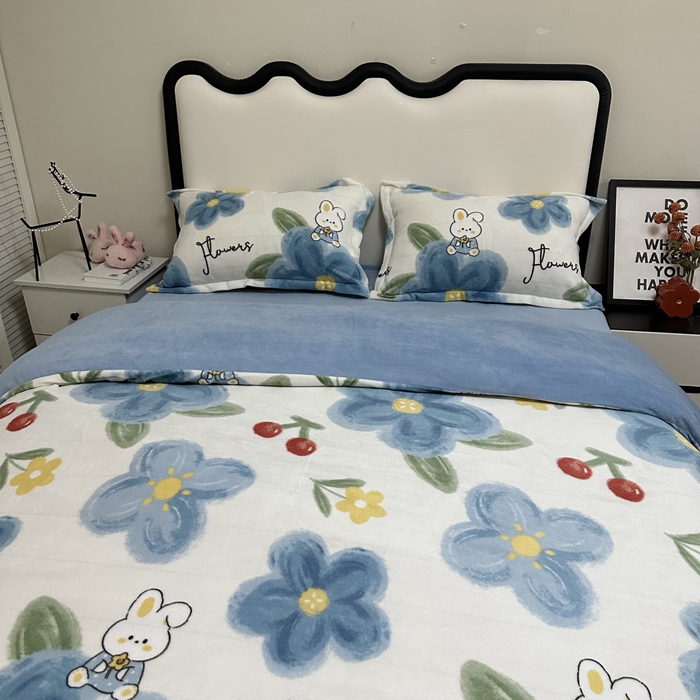 91家纺网 家纺一手货源 找家纺 逸尚阁 2024新款高克重牛奶绒印花四件套（包含买家秀） 春日记忆