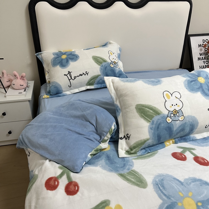 91家纺网 家纺一手货源 找家纺 逸尚阁 2024新款高克重牛奶绒印花四件套（包含买家秀） 春日记忆