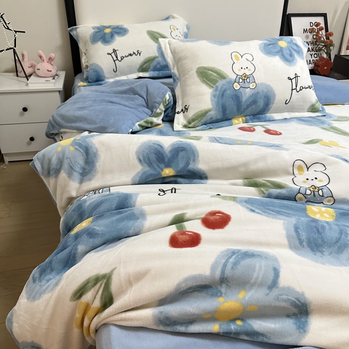 91家纺网 家纺一手货源 找家纺 逸尚阁 2024新款高克重牛奶绒印花四件套（包含买家秀） 春日记忆