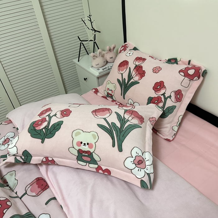 91家纺网 家纺一手货源 找家纺 逸尚阁 2024新款高克重牛奶绒印花四件套（包含买家秀） 缤纷花语