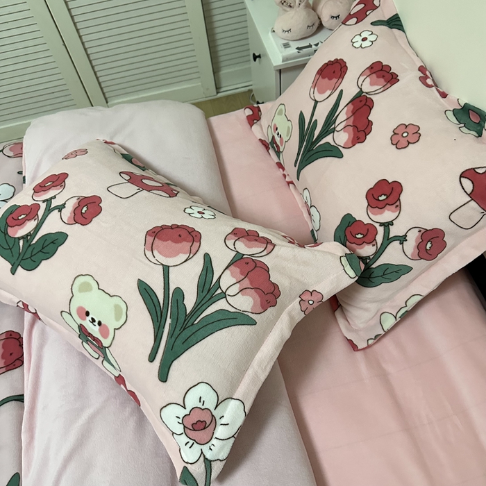 91家纺网 家纺一手货源 找家纺 逸尚阁 2024新款高克重牛奶绒印花四件套（包含买家秀） 缤纷花语