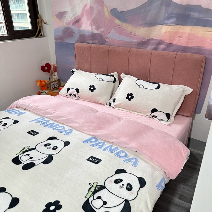 91家纺网 家纺一手货源 找家纺 逸尚阁 2024新款高克重牛奶绒印花四件套（包含买家秀） 萌萌熊猫