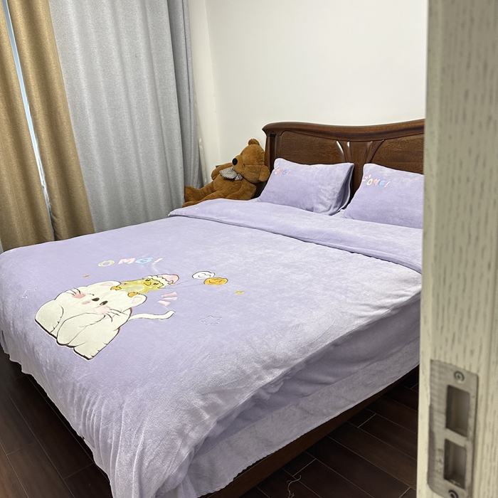 91家纺网 家纺一手货源 找家纺 米瑞娜 2024新款贴布绣牛奶绒四件套 好伙伴-紫