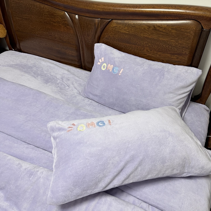 91家纺网 家纺一手货源 找家纺 米瑞娜 2024新款贴布绣牛奶绒四件套 好伙伴-紫