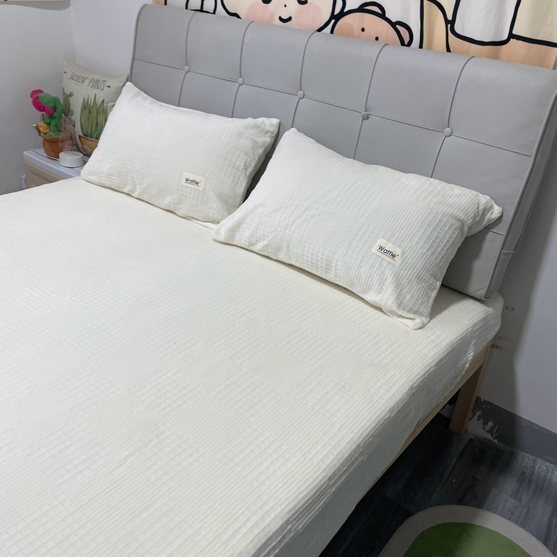 91家纺网 家纺一手货源 找家纺 （总）莱茵 2024新款A类高克重华夫格牛奶绒单床笠