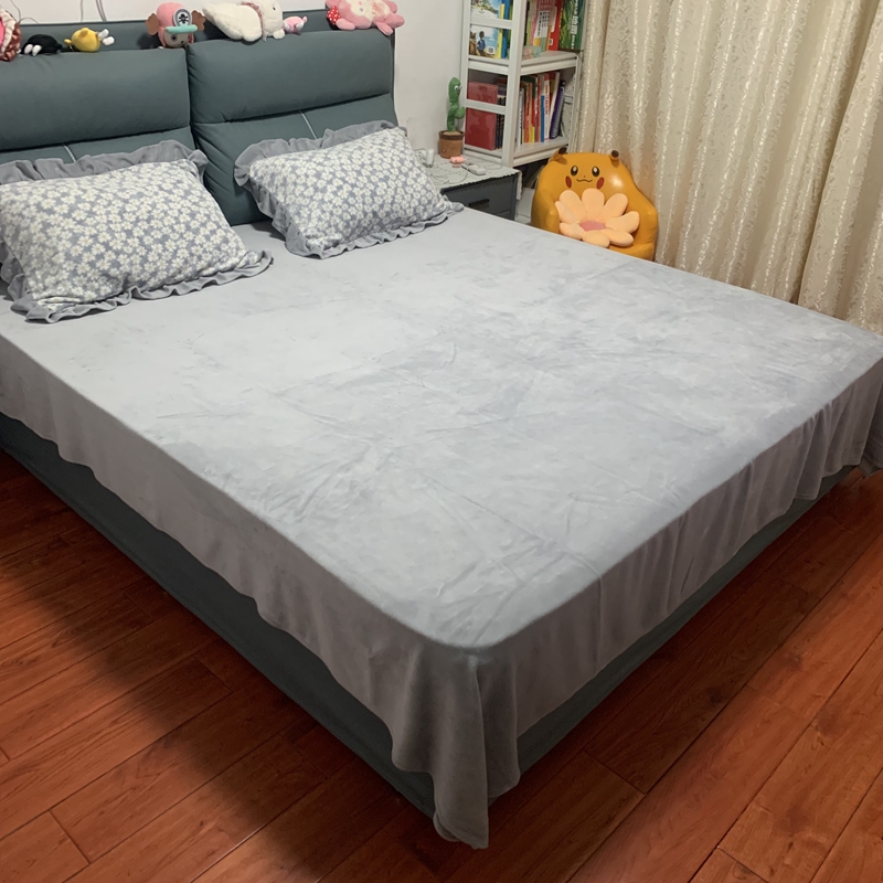 91家纺网 家纺一手货源 找家纺 春光里-2023新款高克重花边款直播热卖牛奶绒四件套 小雏菊-灰