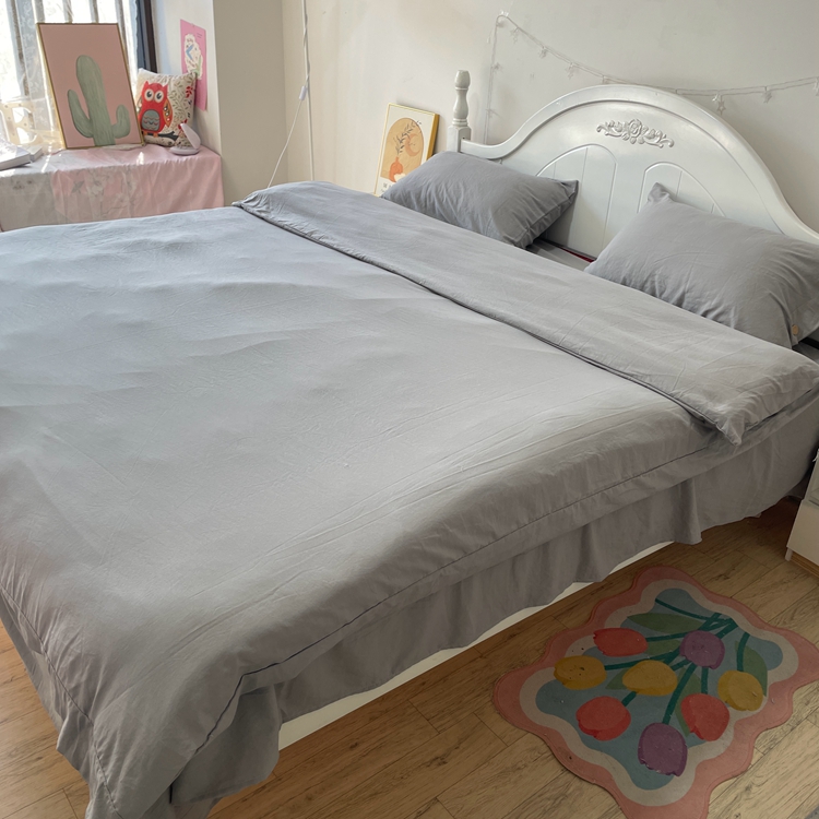 91家纺网 家纺一手货源 找家纺 纽扣款INS无印风四件套小竺棉日式云柔水洗棉轻奢高级床单款无印风纽扣款